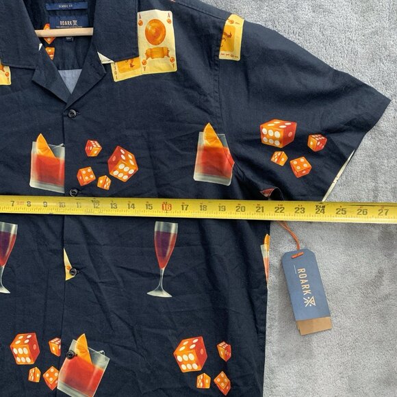 Roark Gonzo Shirt Mens Medium Short Sleeve Buon Giorno Black Camp Cocktail Dice - Picture 3 of 9